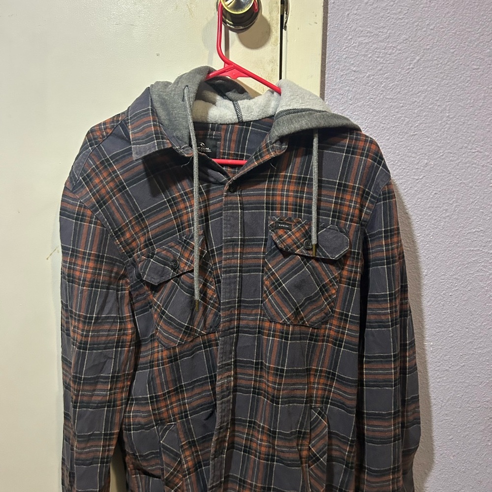 Rip Curl Gray and Brown Plaid Jacket